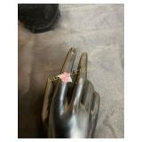 Silver-Toned Ring with Pink Center Stone and Clear