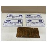 3 MONTGOMERY MOTORS TAGS,1 VIRGINIA TAG 1952