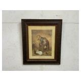 Framed Print of Girl Feeding Rabbits, 23ï¿½27