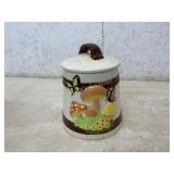 Glazed Ceramic Mushroom-Themed Lidded Canister