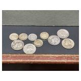 Lot of 5 Silver Quarters and 5 Silver Dimes