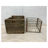 Wooden Storage Crate And Metal Wire Milk Crate