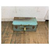 Metal Storage Trunk With Blue Paint Finish
