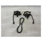 Set of Two Steel Animal Traps with Iron Chain Teth