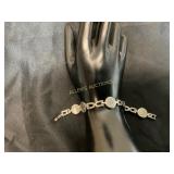 Sterling Silver 925 Link Bracelet with Circular Me