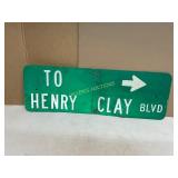 Vintage Metal Road Sign, Henry Clay Blvd