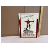 Archer Motor Oil Tin Sign Archer Motor Oil Tin Sign