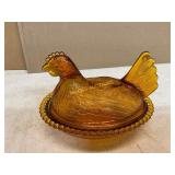 Amber Glass Hen On A Nest Amber Glass Hen On A Nest