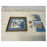 Framed Needlework and Sea-Themed Decor Framed Needlework and Sea-Themed Decor
