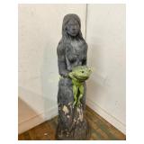 Concrete Art of Woman Holding Frog Concrete Art of Woman Holding Frog