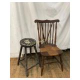 Spindle Back Chair� and� Wooden Stool Spindle Back Chair� and� Wooden Stool