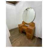 Wood Vanity with Round Mirror Wood Vanity with Round Mirror