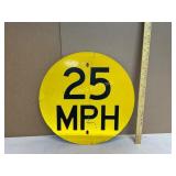 Yellow 25 MPH Road Sign Yellow 25 MPH Road Sign