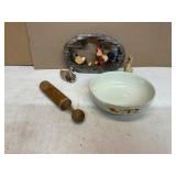 Hall�s Bowl, Rolling Pin, and Figurines Hall�s Bowl, Rolling Pin, and Figurines
