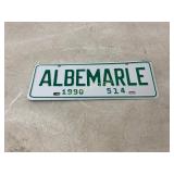 1990 Albemarle License Plate 1990 Albemarle License Plate