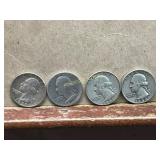 4 Washington Silver Quarters