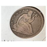 1858 Seated Liberty Silver Half Dollar