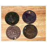 Four Holed U.S. Large Cent Coins