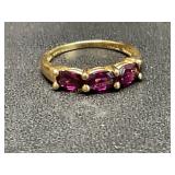 14 KT Yellow Gold Ring with Amethyst Stones
