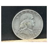 1950 D Franklin Silver Half Dollar