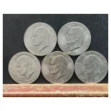 Set of Five Eisenhower Dollar Coins (1971)