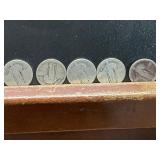 Five 90% Silver Standing Liberty Quarters