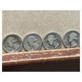 4 Washington Silver Quarters