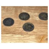Four Silver Barber Dimes
