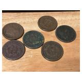 Six U.S. Large Cents