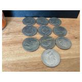 10 Eisenhower Dollars And Bicentennials