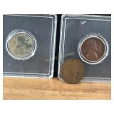 1907 Indian Head Penny and Two Wheat Pennies