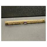 Vintage 14 KT Yellow Gold Pin with Amethyst