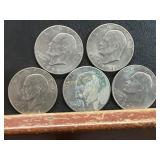 Five Eisenhower Silver Dollars, 1970s