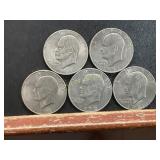 Set of 5 Eisenhower Dollar Coins (1971, 1972)