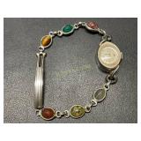 14 KT White Gold Hamilton Watch with Carved Stones