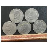 Five 1971 Eisenhower Dollar Coins