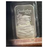 1 Ounce Fine Silver Bar, ï¿½Graduation 1977ï¿½
