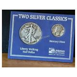 1942 Walking Liberty Half Dollar and 1935 Mercury