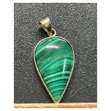 14 KT Yellow Gold Malachite Pendant