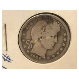 1908 D Barber Silver Quarter