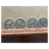 Four 1936-1938 Washington Quarters, 90% ï¿½Silver