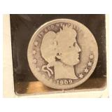1909-D Barber Silver Quarter