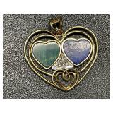 14kt Yellow and White Gold Malachite and Lapis Hea