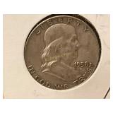 1958 D Franklin Silver Half Dollar