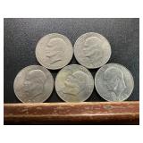 Set of 5 Eisenhower Dollar Coins, 1971-1972