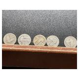 5 Standing Liberty Silver Quarters, 90% Silver