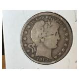 1912-S Barber Silver Half Dollar
