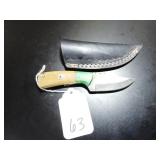 Clip Point Damascus Hunting Knife with Sheath