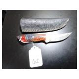 Trailing Point Damascus Hunting Knife with Sheath
