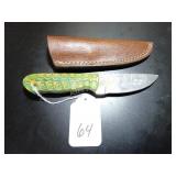 Straight Point Damascus Hunting Knife with Sheath